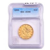 1854 $10 Gold Eagle ICG AU58