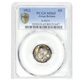 1912 Great Britain 6 Pence S-4014 PCGS MS65