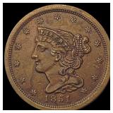 1851 Braided Hair Half Cent CLOSELY UNCIRCULATED