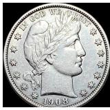 1908 Silver Barber Half Dollar CLOSELY UNCIRCULAT