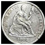 1864-S Seated Liberty Dime NEARLY UNCIRCULATED