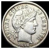 1898-S Silver Barber Dime CHOICE AU