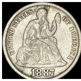 1887 Seated Liberty Dime NEARLY UNCIRCULATED