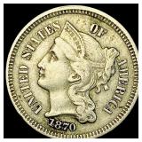 1870 Nickel Three-Cent Piece NEARLY UNCIRCULATED