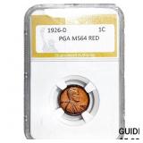 1926-D Wheat Cent PGA MS64 Red