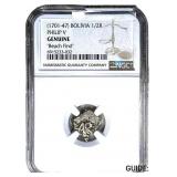 [1701-47] Bolivia Philip V 1/2R Beach Find NGC GEN
