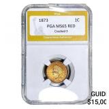 1873 Indian Head Cent PGA MS65 RED Cracked 3