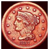 1857 Braided Hair Large Cent CLOSELY UNCIRCULATED