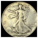 1938-D Silver Walking Liberty Half Dollar NEARLY U