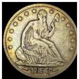 1853 Arrows Seated Liberty Half Dollar NEARLY UNCI