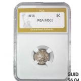 1836 Capped Bust Half Dime PGA MS65