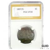 1807/6 Draped Bust Large Cent PGA VF30