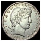 1915-S Silver Barber Half Dollar CLOSELY UNCIRCUL