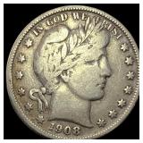 1908-D Silver Barber Half Dollar LIGHTLY CIRCULAT