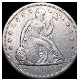 1860-O Silver Seated Liberty Dollar NEARLY  UNCIR
