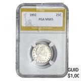 1892 Barber Quarter PGA MS65