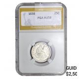 1838 Seated Liberty Quarter PGA AU58