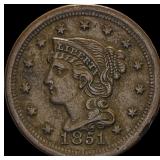 1851 Braided Hair Large Cent HIGH GRADE