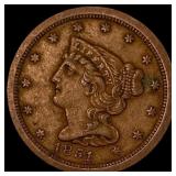 1851 Braided Hair Half Cent NEARLY UNCIRCULATED