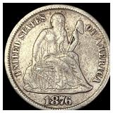 1876-CC Silver Seated Liberty Dime NEARLY UNCIRCUL