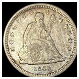 1840-O Silver Seated Liberty Quarter NEARLY UNCIRC