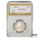 1935-S Washington Silver Quarter PGA MS65