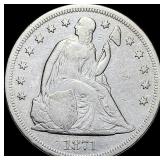 1871 Seated Liberty Silver Dollar LIGHTLY CIRCULA