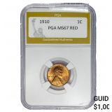 1910 Wheat Cent PGA MS67 Red
