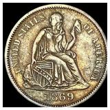 1869-S Silver Seated Liberty Dime CLOSELY UNCIRCUL