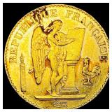 1897-A Gold 20 Francs France Angel CLOSELY UNCIRCU