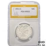 1911-S Barber Half Dollar PGA MS63