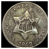 1852 Silver Three-Cent Piece LIGHTLY  CIRCULATED