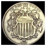 1867 Shield Nickel NEARLY UNCIRCULATED