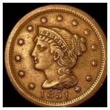 1851 Braided Hair Large Cent NEARLY UNCIRCULATED