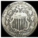 1874 Shield Nickel LIGHTLY CIRCULATED