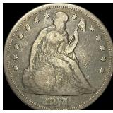1871 Silver Seated Liberty Dollar LIGHTLY CIRCULA