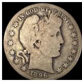 1896-S Silver Barber Half Dollar NICELY CIRCULATED