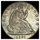 1861 Seated Liberty Half Dollar CLOSELY UNCIRCULA