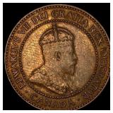 1907 Canada Bronze 1 Cent H Mint Mark CLOSELY UNCI