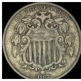 1867 No Rays Shield Nickel LIGHTLY CIRCULATED