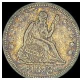 1853-O Arrows/Rays Silver Seated Liberty  Quarter