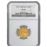1872 Gr. Britain 1/2 Sovereign, 0.1178 oz AGW NGC