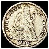 1869-S Silver Seated Liberty Dime NEARLY UNCIRCULA