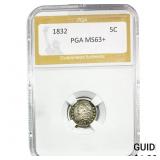 1832 Capped Bust Half Dime PGA MS63+