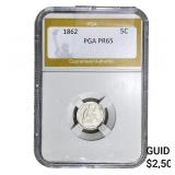 1862 Seated Liberty Half Dime PGA PR65