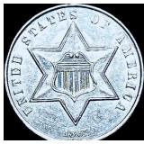 1861 Silver Three-Cent Piece CHOICE AU