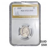 1939 Jefferson Nickel PGA VF25 DDO