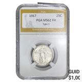 1917 Standing Liberty Quarter PGA MS62 FH Type 1