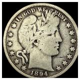 1894 Silver Barber Half Dollar LIGHTLY CIRCULATED
