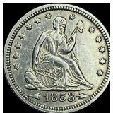 1853 Arrows Seated Liberty Quarter CLOSELY UNCIRC
